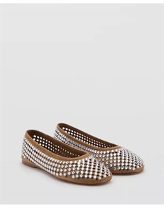 Женские балетки с кристаллами Die-Cut, коричневый/бежевый Mango