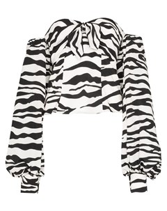 Attico блузка с зебровым принтом и объемными рукавами 42 белый Attico
