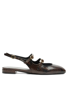 Туфли с ремешком на пятке и змеиным принтом, коричневый Stuart weitzman