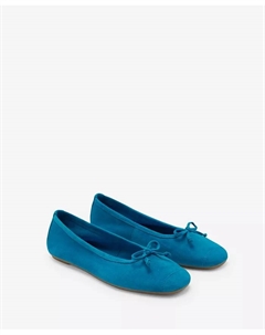 Женские балетки из замши с бантом, синий Mango
