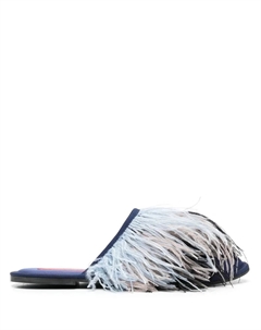 Слиперы с перьями, синий La doublej