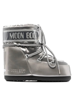Сапоги женские Icon короткие на шнуровке, серебряный Moon boot