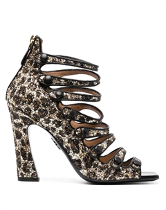 Босоножки с леопардовым принтом и блестками, коричневый Dsquared2