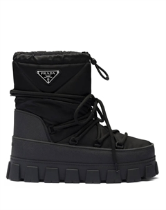 Дутые ботинки с логотипом, черный Prada