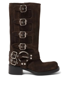 Сапоги с пряжками, коричневый Miu miu