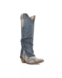 Женские потертые кожаные ботинки, синий Dingo