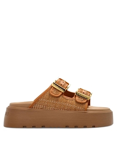 Шлепанцы на платформе с логотипом, коричневый Casadei