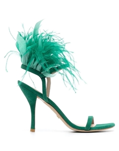 Босоножки Plume 100 с перьями, зеленый Stuart weitzman