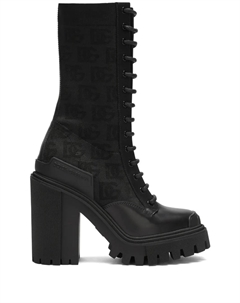 Сетчатые ботинки на шнуровке с логотипом DG, черный Dolce&gabbana