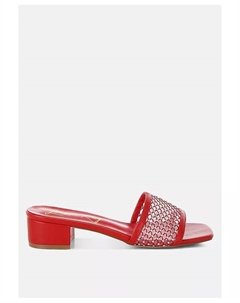 Кензиа Слипоны на каблуке с кристаллами, красный London rag
