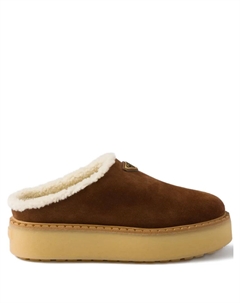 Мюли с меховой подкладкой, коричневый Prada