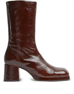 Лакированные ботильоны Cass с квадратным носком, коричневый Miista