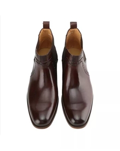 Мужские кожаные брогированные челси для торжественных случаев ручной работы, коричневый Gino vitale