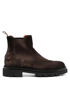 Ботинки челси с брогированием, коричневый Santoni