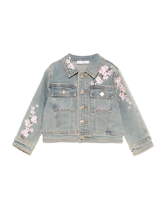 Жакет с цветочной вышивкой, синий Monnalisa
