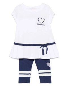 Комплект из топа и легинсов с вышитым логотипом, синий Monnalisa