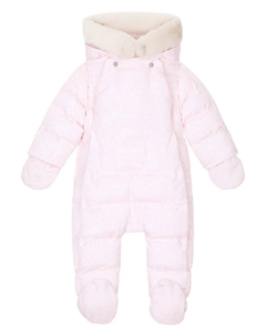 Пуховик с капюшоном и логотипом, розовый Dolce & gabbana kids