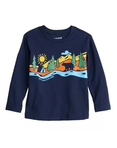 Футболка с длинными рукавами и принтом для мальчиков и малышей, цвет navy bear camping Jumping beans