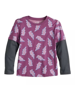 Футболка с длинным рукавом для мальчиков 4-12 лет, цвет purple bolt print Jumping beans