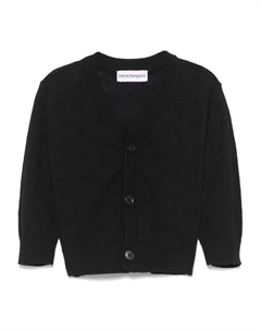 Кардиган с жаккардовым логотипом, синий Emporio armani kids