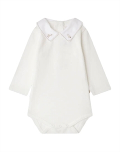 Боди с вышивкой на воротнике, белый Bonpoint