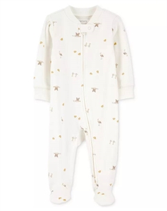 Детский хлопковые пижамы-комбинезон Mini Bird-Print для сна и игр, белый Carter`s
