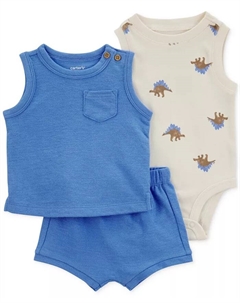 Набор для мальчиков: майка, шорты и боди с динозавром (3 предмета), синий Carter`s