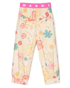 Прямые брюки с цветочным принтом, желтый Marni kids