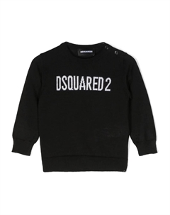 Джемпер вязки интарсия с логотипом, черный Dsquared2 kids