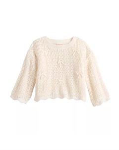 Украшенный свитер для девочек 4-12 лет, белый Jumping beans