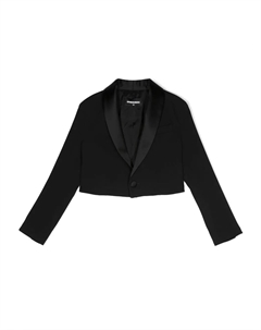 Укороченный блейзер с атласными лацканами, черный Dsquared2 kids