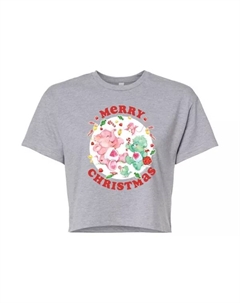 Укороченная футболка Juniors Care Bears Cousins с надписью «Счастливого Рождества», серый Licensed character