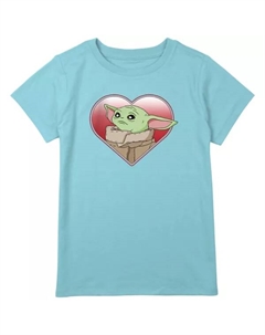 Футболка с изображением портрета в форме сердца от Girls the Mandalorian the Child, синий Licensed character