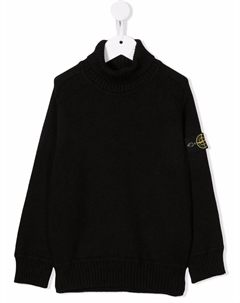 Джемпер с высоким воротником и логотипом, черный Stone island junior