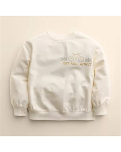 Пуловер из французского трикотажа с круглым вырезом для малышей и малышей, цвет ivory bike club Little co. by lauren conrad