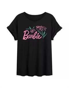 Футболка Juniors с принтом цветов оверсайз, черный Barbie