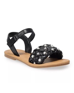 Сандалии Marjorie с регулируемыми ремешками для девочек маленьких и больших размеров с имитацией жемчуга, черный Sonoma goods for life