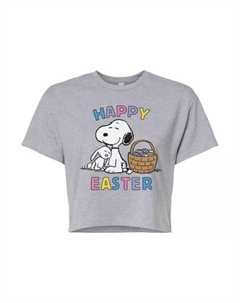 Укороченная футболка Juniors с надписью «Peanuts Snoopy Happy Easter», серый Licensed character