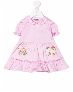 Платье с вышитым логотипом, розовый Moschino kids