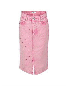 Джинсовая юбка с кристаллами, розовый Msgm kids