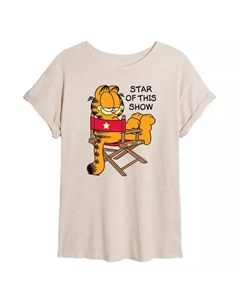 Футболка размера «оверсайз» с изображением Гарфилда, звезды этого шоу от Juniors, бежевый Licensed character