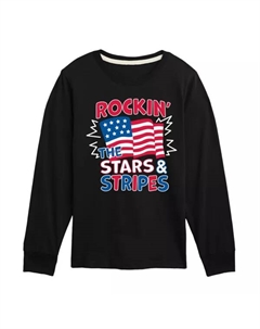 Футболка с длинным рукавом и принтом звезд и полосок для мальчиков 8-20 лет, черный Licensed character