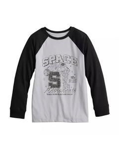 Футболка реглан с длинным рукавом для мальчиков 8-20 лет, обычная и хаски, цвет grey astronauts Sonoma goods for life