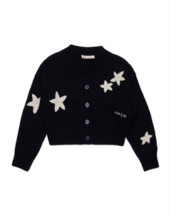 Джемпер с V-образным вырезом и вышивкой, черный Marni kids