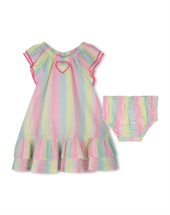 Комплект из платья и блумеров в полоску, розовый Billieblush