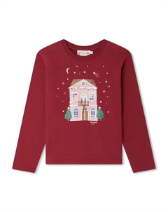 Футболка с длинными рукавами и графичным принтом, красный Bonpoint