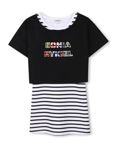 Платье мини в полоску, черный Sonia rykiel enfant