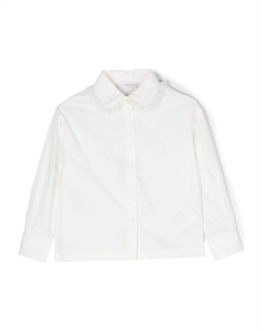 Укороченная рубашка с воротником из тюля, белый Monnalisa