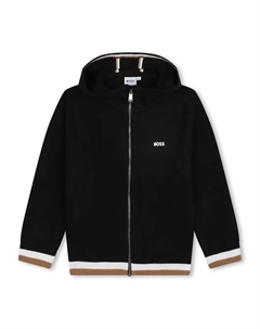 Худи на молнии с полосками, черный Boss kidswear