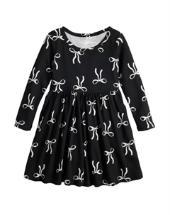 Платье с длинным рукавом для девочек 4-12 лет с адаптивным кроем, цвет bow icons black Jumping beans